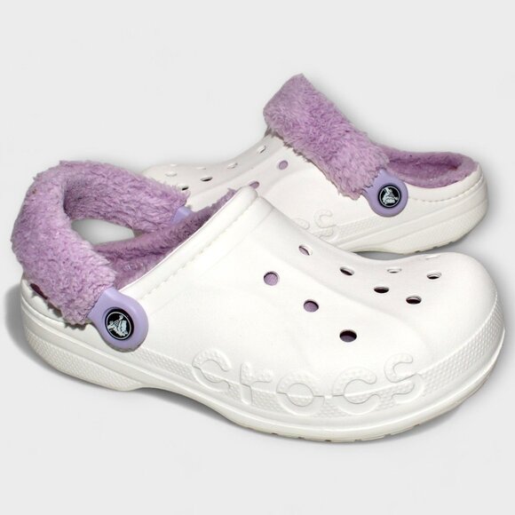 Crocs Unisex Baya lined fuzz strap clog white/lavender US Women's 8/Men's 6 - Picture 7 of 11